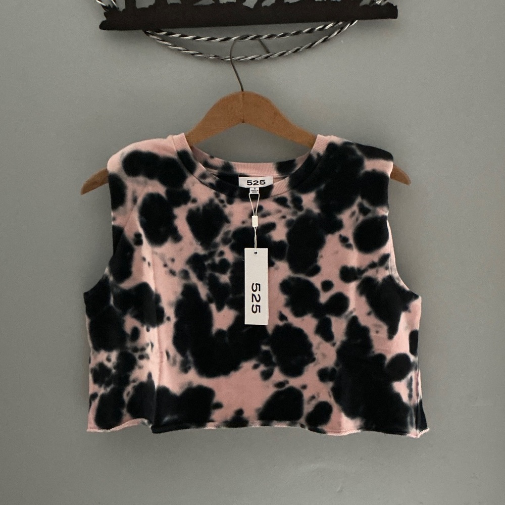 525 America Black and Pink Tie-Dye Muscle Tee